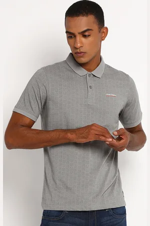 Lee Men Grey Printed Polo Collar Slim Fit T-shirt