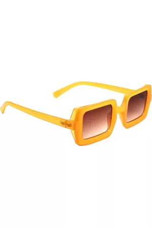 Peter Jones Eyewear Unisex Brown Lens & Orange Square Sunglasses with UV Protected Lens