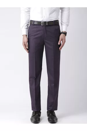 Hangup Men Purple Smart Regular Fit Solid Formal Trousers