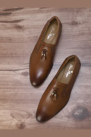 Louis Philippe Men Brown Solid Textured Formal Slip-On Shoes