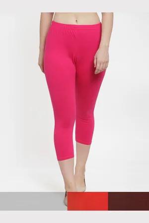 Jinfo Women Pink & Orange Pack Of 3 Solid Capris