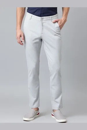 Richlook Men Grey Smart Slim Fit Solid Casual Chinos Trousers