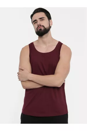 Bushirt Men Maroon Solid Round Neck Pure Cotton T-shirt