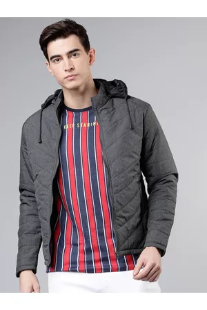 LocoMotive Men Charcoal Solid Puffer Jacket