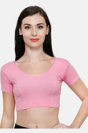 Vami Women Pink Solid Stretchable Saree Blouse