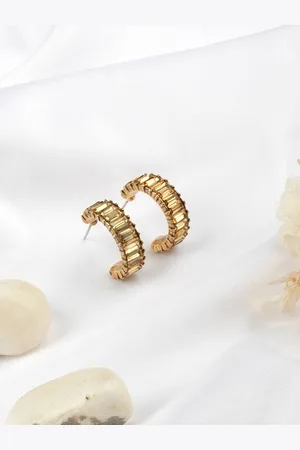 Joker & Witch Yellow & Gold-Toned Contemporary Hoop Earrings