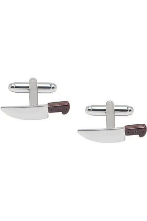 Bodha Silver-Toned & Brown Quirky Knif Design Cufflink