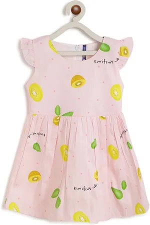 Kids On Board Pink Printed Cotton Dress