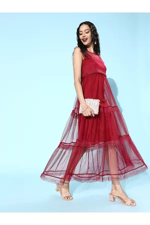 KASSUALLY Women Charming Maroon Sleek Dress