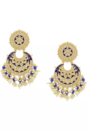 Asmitta Jewellery Blue & Gold-Toned Contemporary Chandbalis Earrings
