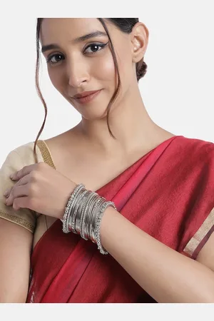 I Jewels Oxidised Silver Plated Chuda Bangles