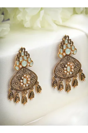 Priyaasi Gold-Toned Gold Plated Contemporary Drop Earrings