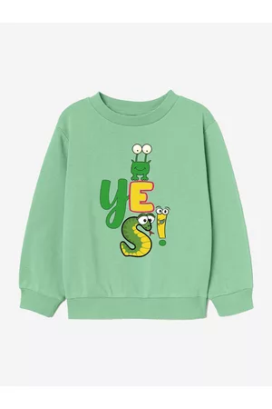 naughty ninos Girls Sea Green Printed Sweatshirt