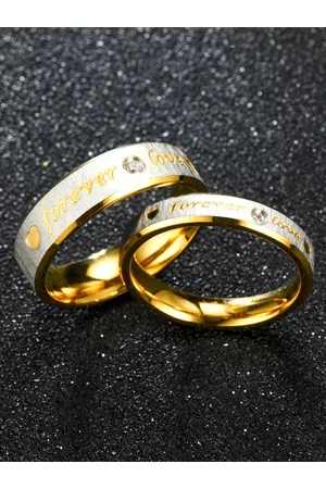 Yellow Chimes Unisex Set of 2 Gold Plated Proposal Couple Ring