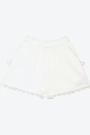 Biba Girls White Solid Cotton Shorts