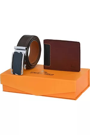 Pacific Men Brown Genuine Leather Accessory Gift Set