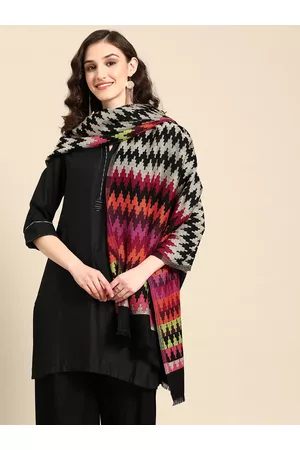 Sangria Women Multicoloured Woven Design Geometric Printed Stole