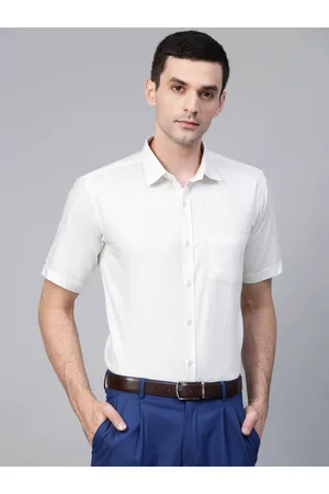 MANQ Men White Slim Fit Solid Formal Shirt