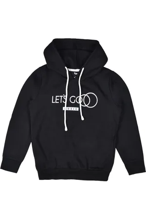 FUNKRAFTS Unisex Kids Black Printed Fleece Hooded Sweatshirt