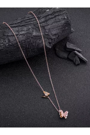 Brandsoon One Gram Rose Gold Brass Butterfly Necklace