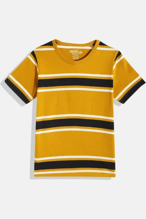 METRO KIDS COMPANY Boys Mustard Yellow & Black Striped T-shirt