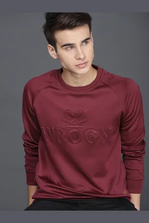 WROGN Men Maroon Solid Sweatshirt