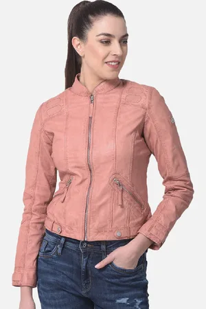 Woods Women Peach-Coloured Water Resistant Leather Jacket