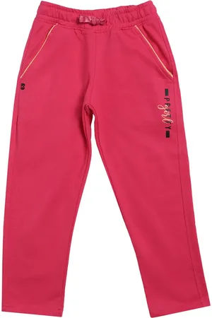 PROTEENS Girls Antiviral & Antibacterial Fuchsia Pink Solid Cotton Track Pants