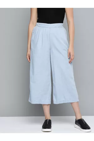 Chemistry Women Blue Solid Regular Fit Culottes