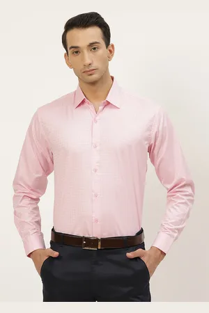 SOJANYA Men Pink Pure Cotton Classic Checked Formal Shirt