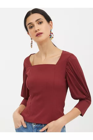 Harpa Women Maroon Solid Top