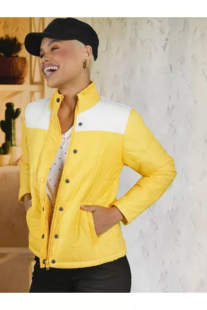Flying Machine Women Yellow Solid Puffer Jacket