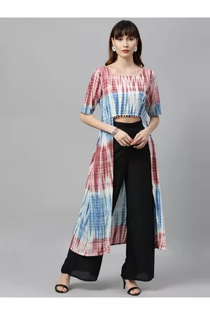 Ethnovog Women Multicoloured Black Dyed Made To Measure Top with Palazzos