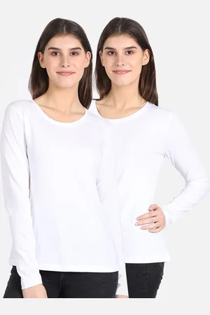 DYCA Women Pack of 2 White Solid Round Neck T-shirts