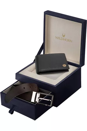 WildHorn Men Brown & Black RFID Protected Genuine Leather Accessory Gift Set