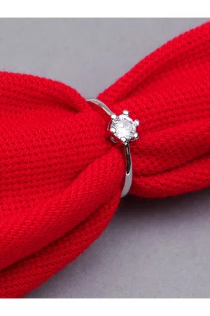 karatcart Silver-Toned White AD-Studded Finger Ring