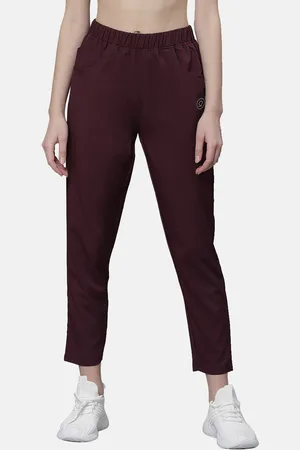 CHKOKKO Women Maroon Solid Anti-Micro Bacterial Track Pants