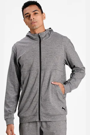 PUMA Men Grey Hooded Training Track Jacket