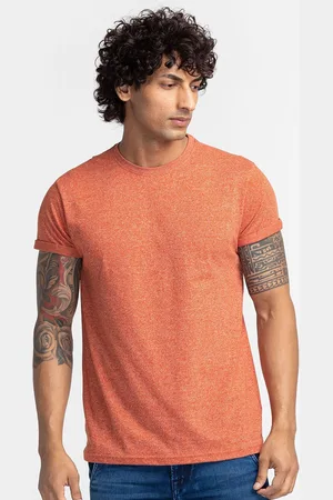 Globus Men Cotton Orange T-shirt