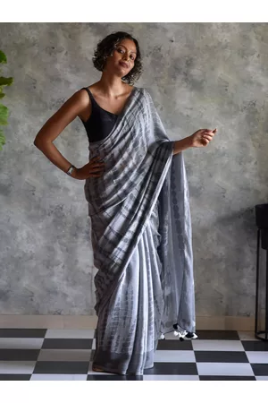 Suta Grey & White Tie and Dye Saree