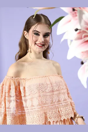 ATHENA Women Peach Floral Craft Core Dress