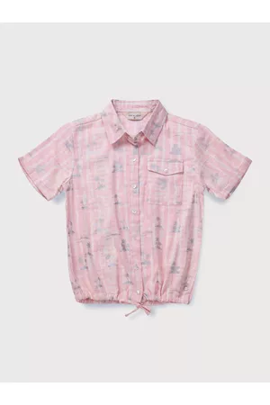 Gini and Jony Girls Pink & White Tie and Dye Shirt Style Top
