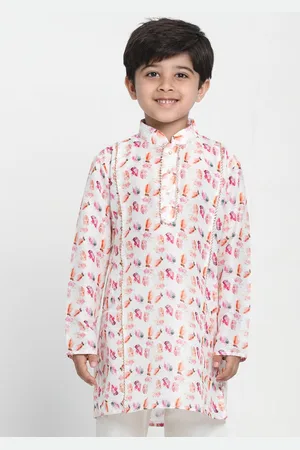 Vastramay Boys White & Red Printed Kurta