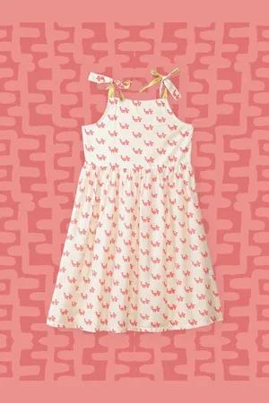 Biba Girls Off White Printed Fit & Flare Dress