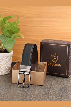 ZEVORA Men Reversible Textured PU Formal Belt