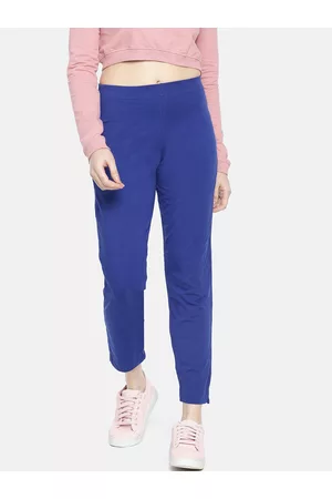 Dollar Missy Women Blue Straight Fit Solid Cigarette Trousers