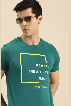 Being Human Men Green Typography Printed Pure Cotton T-shirt
