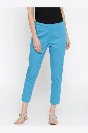 Rangriti Women Blue Regular Fit Solid Trousers