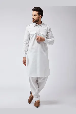 SOJANYA Men Off-White Solid Kurta with Salwar