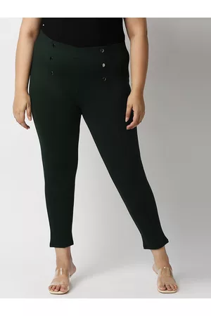 20Dresses Women Olive Green Solid Skinny Fit Jeggings